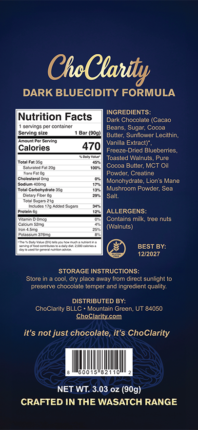 Dark Bluecidity Chocolate Bar